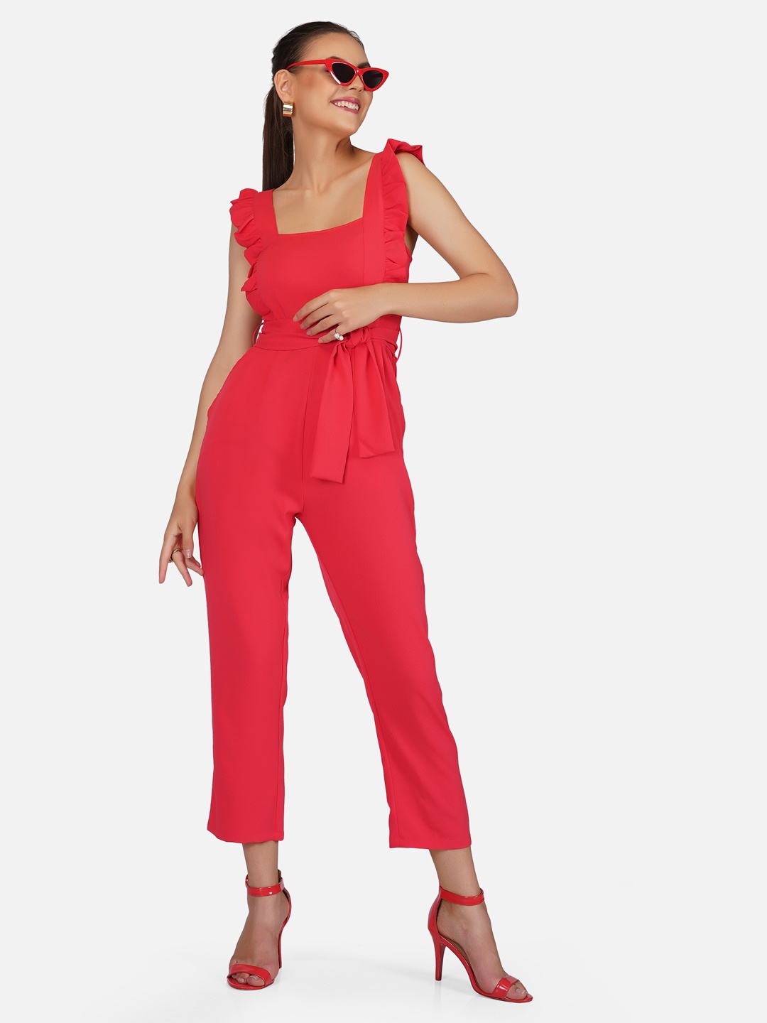 

Tinted Red Solid Basic Jumpsuit