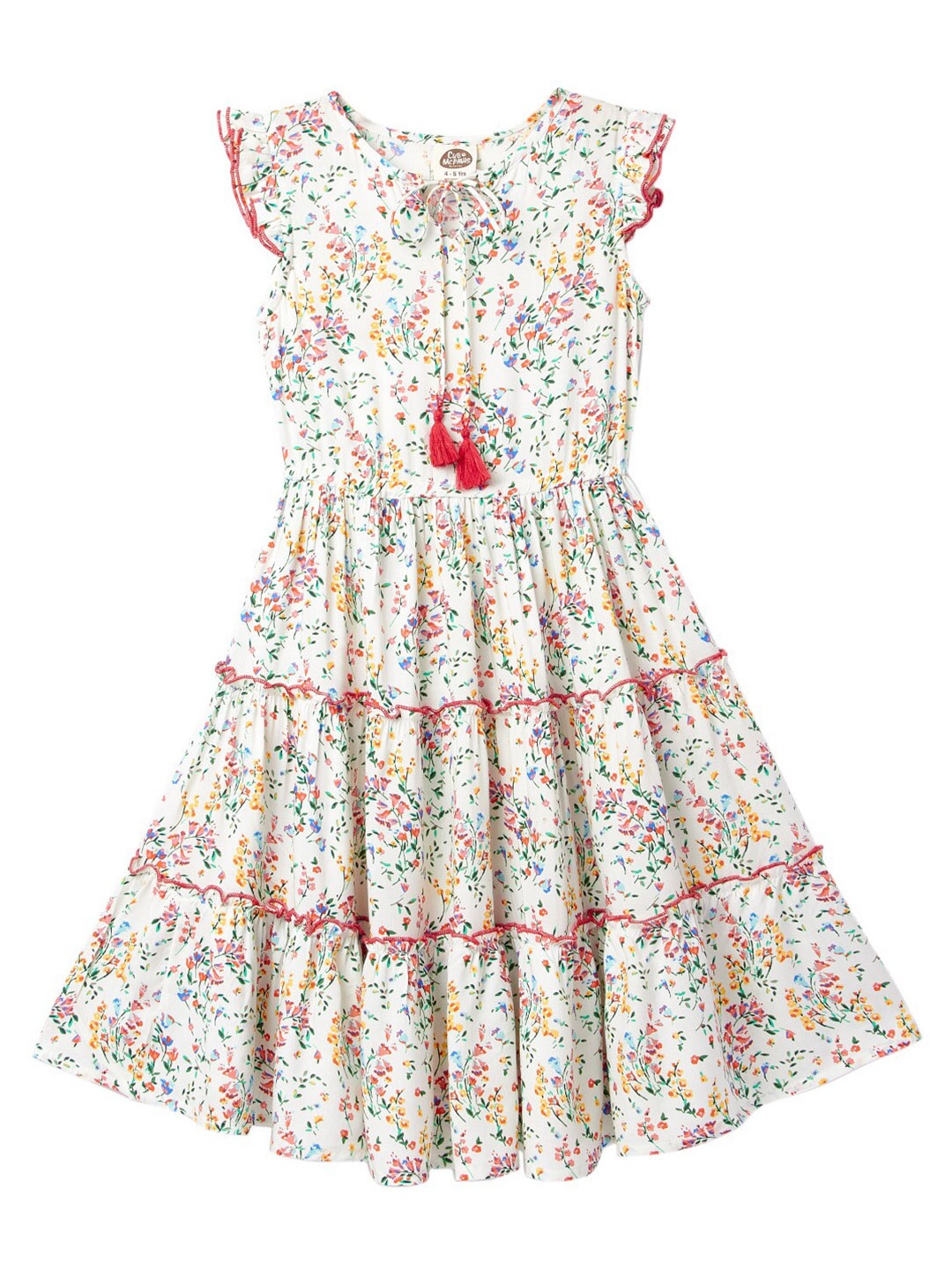 

Cub McPaws Girls Off White Floral A-Line Cap Sleeves Dress