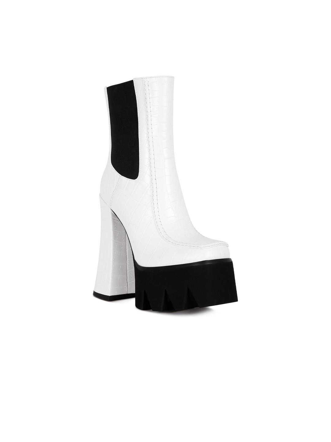 

London Rag Women White Colorblocked Chelsea Boots