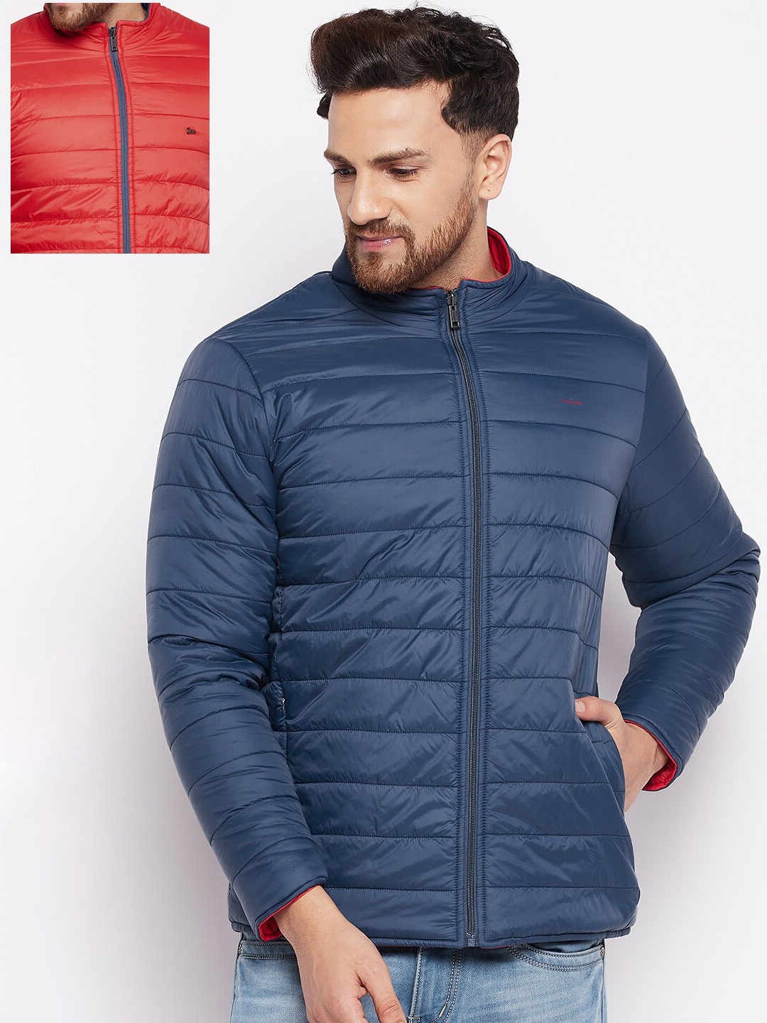 

Okane Men Blue & Red Reversible Padded Jacket