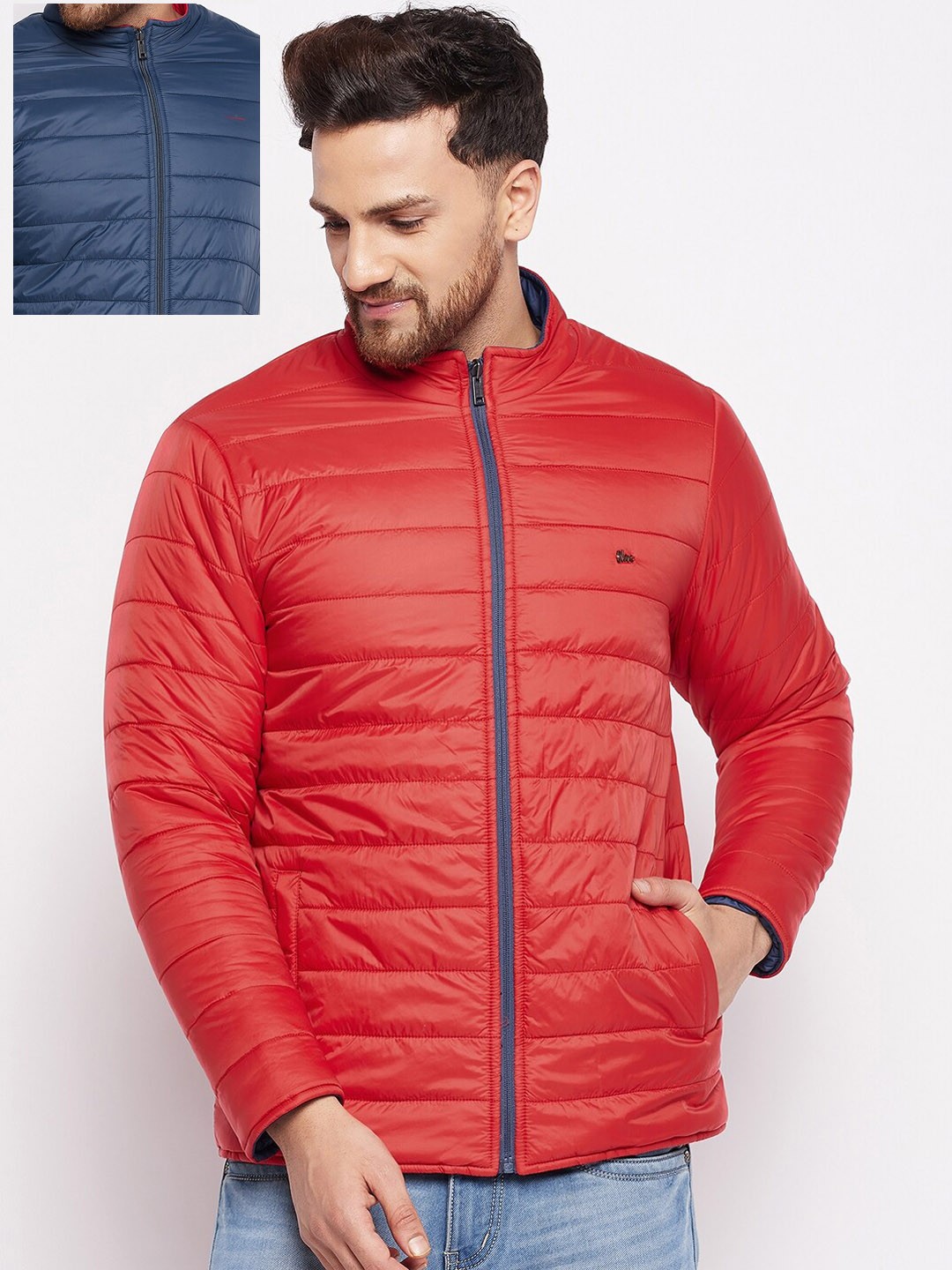

Okane Men Blue & Red Reversible Puffer Jacket