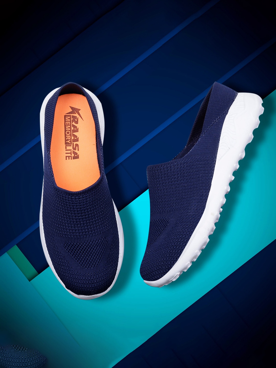 

KRAASA Men Navy Blue Woven Design Slip-On Sneakers