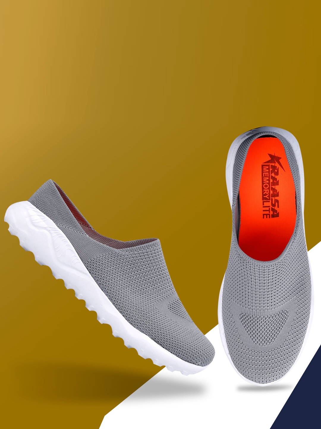

KRAASA Men Grey Melange Woven Design Sneakers