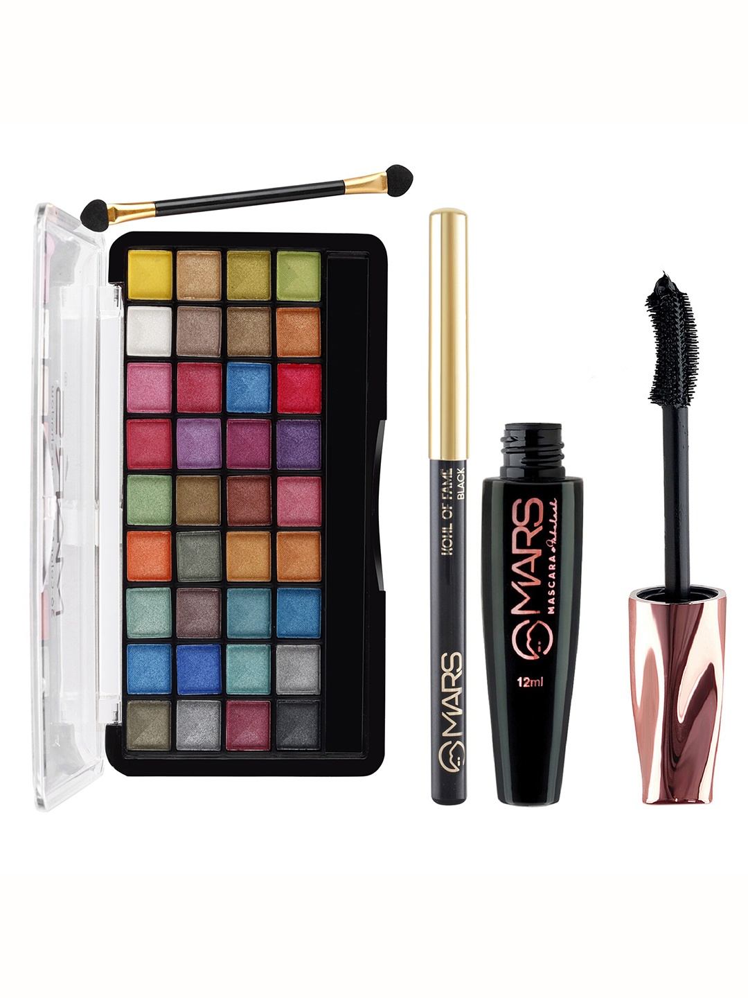 

MARS 36 Shade Shimmer Eyeshadow Palette With Smudge Proof Mascara & Kajal, Multi