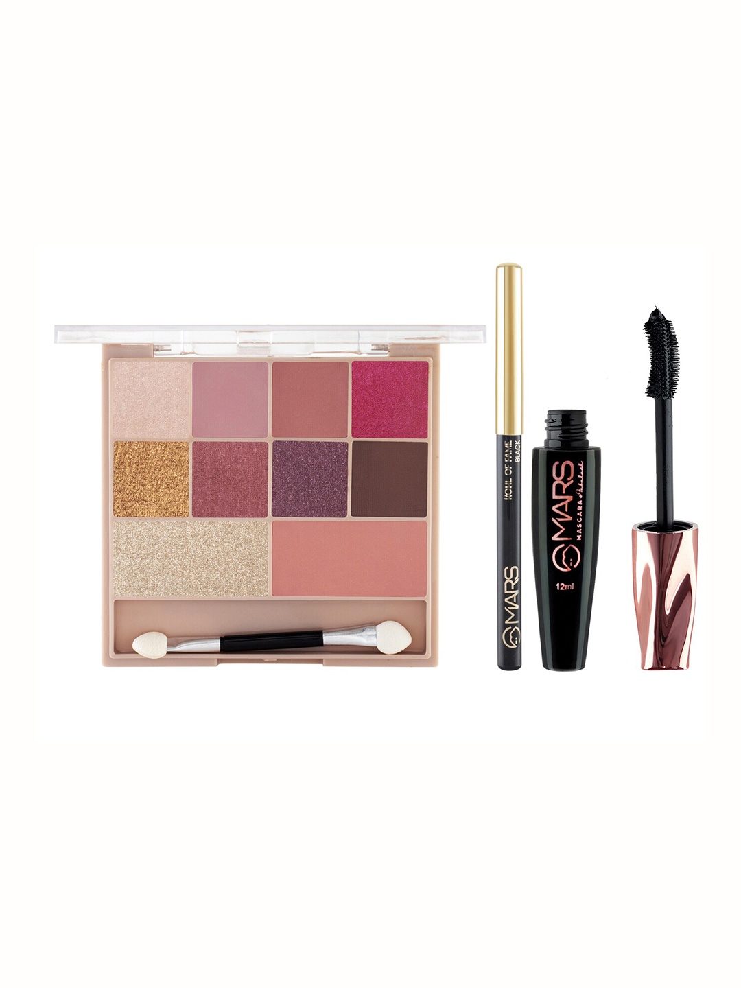 

MARS Eyeshadow Palette With Highlighter Blusher with Mascara M01 & Kajal 01, Multi