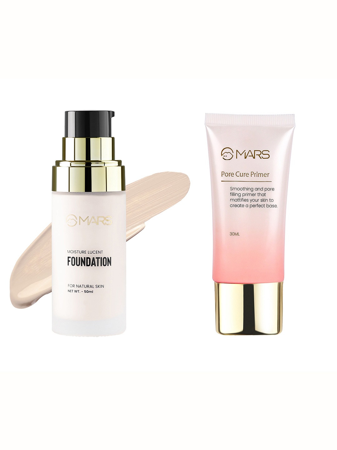 

MARS Set of Moisture Lucent Foundation-Shade 04 50 ml + Pore Cure Primer 30 ml, Nude