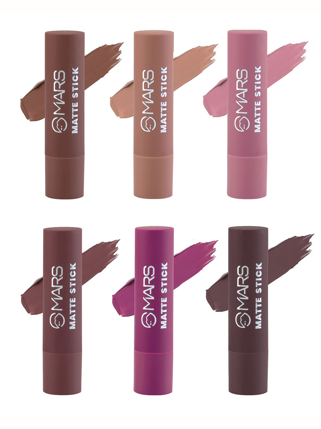 

MARS Set of 6 Ultra Matte Lipsticks 38.4gm, Multi