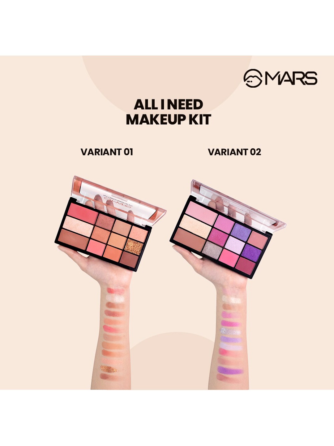 

MARS Set of 2 Eyeshadow Highlighter Blusher & Bronzer Makeup Set - 01+02, Multi