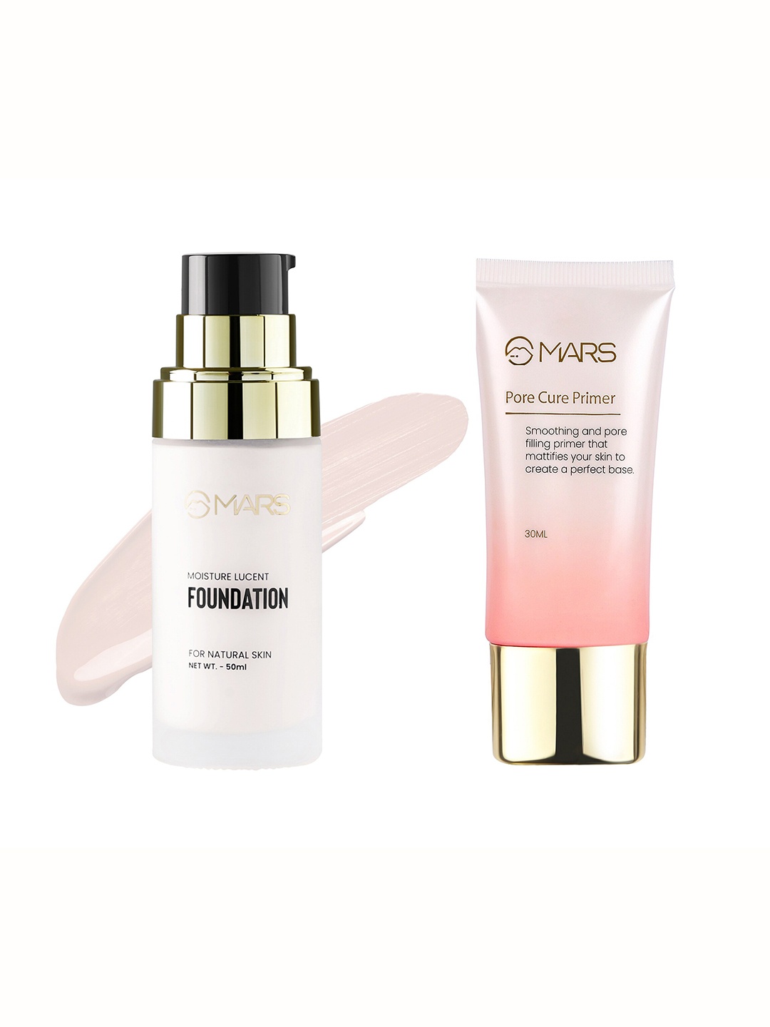 

MARS Set of Moisture Lucent Foundation-Shade 01 50 ml + Pore Cure Primer 30 ml, Nude