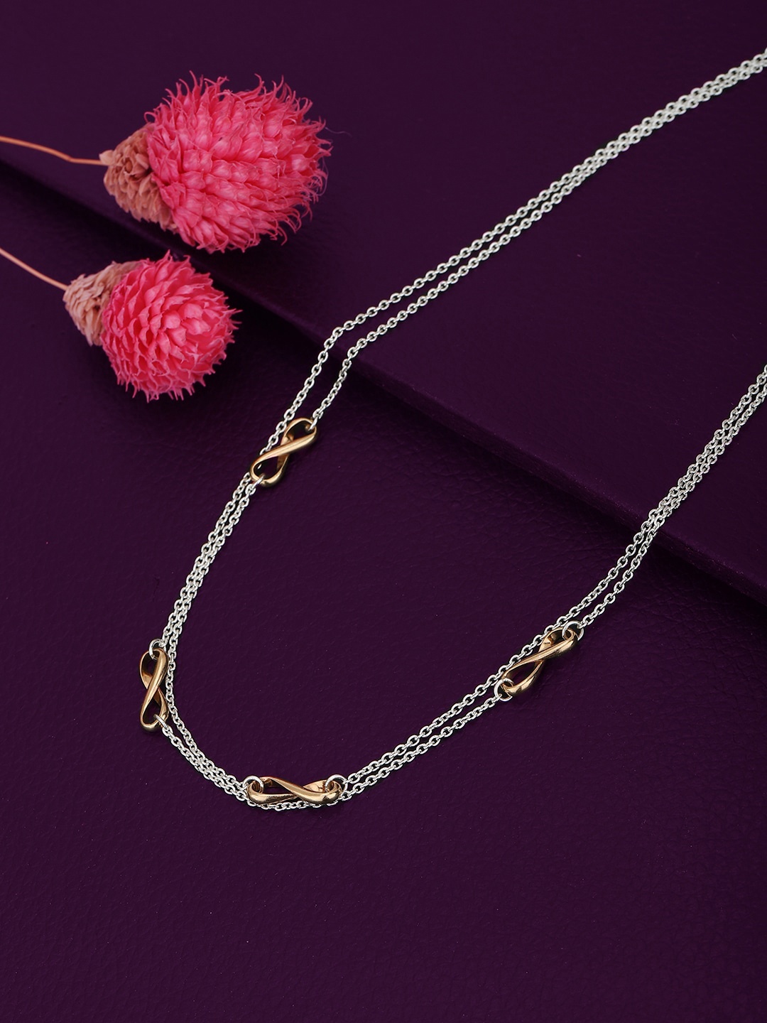 

VANBELLE Women Silver-Toned & Gold-Toned Sterling Silver Rhodium-Plated Layered Necklace