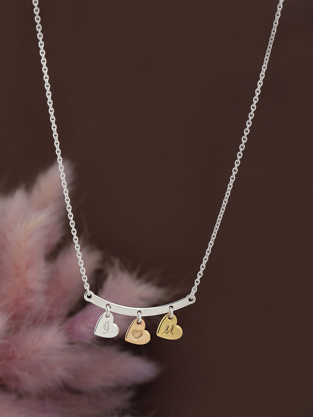 

VANBELLE Women Silver-Toned & Gold-Toned Sterling Silver Rhodium-Plated Necklace