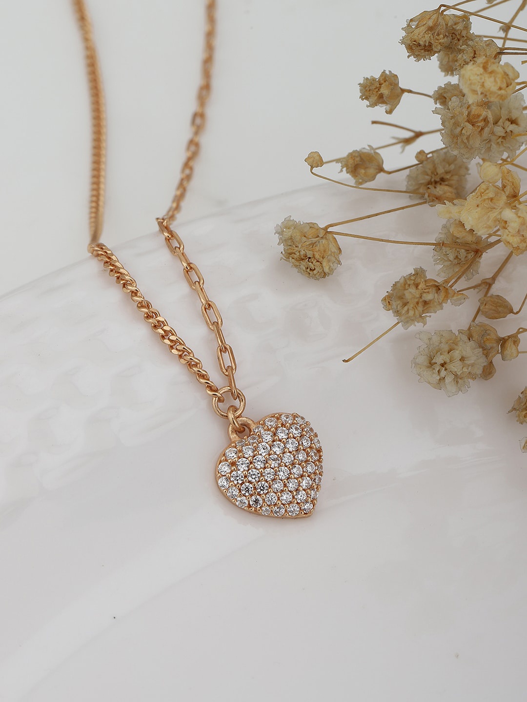 

VANBELLE Women Rose Gold & White Sterling Silver Necklace