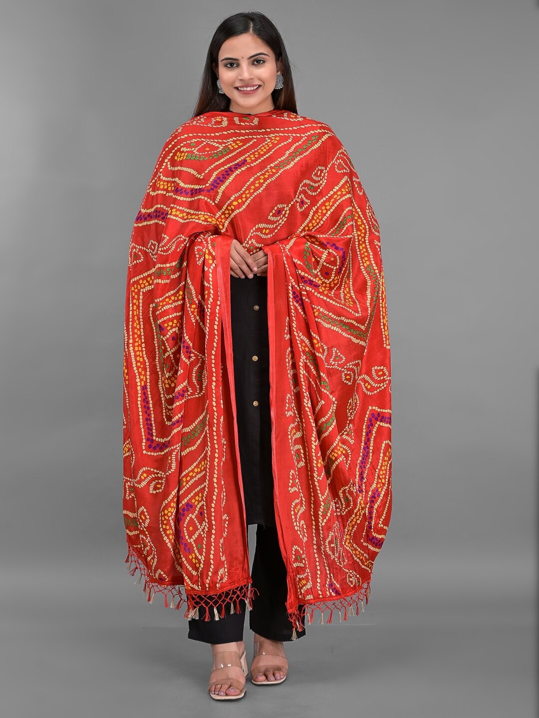 

Apratim Red & White Printed Bandhani Dupatta