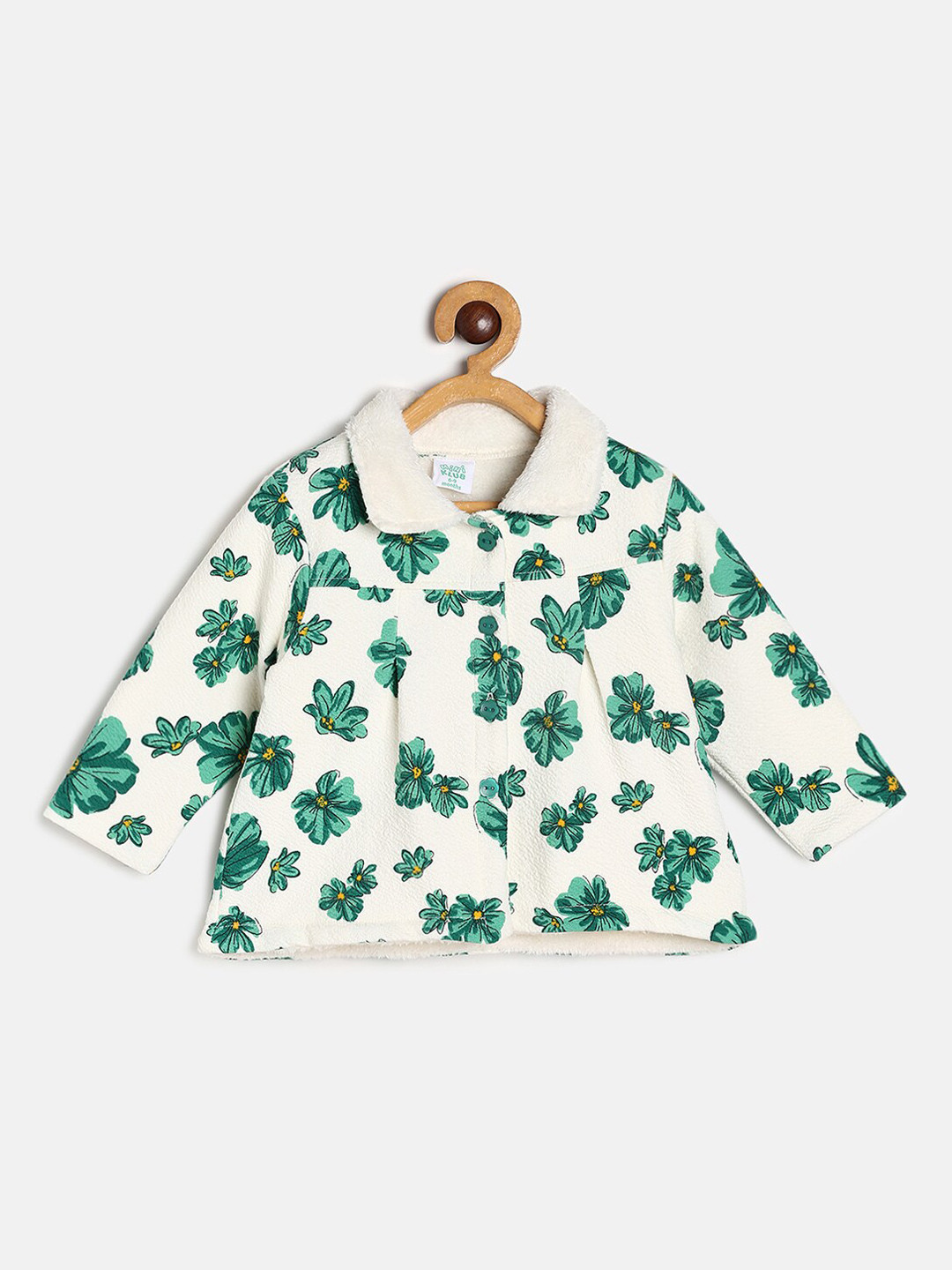 

MINI KLUB Girls White Green Floral Lightweight Crop Tailored Jacket