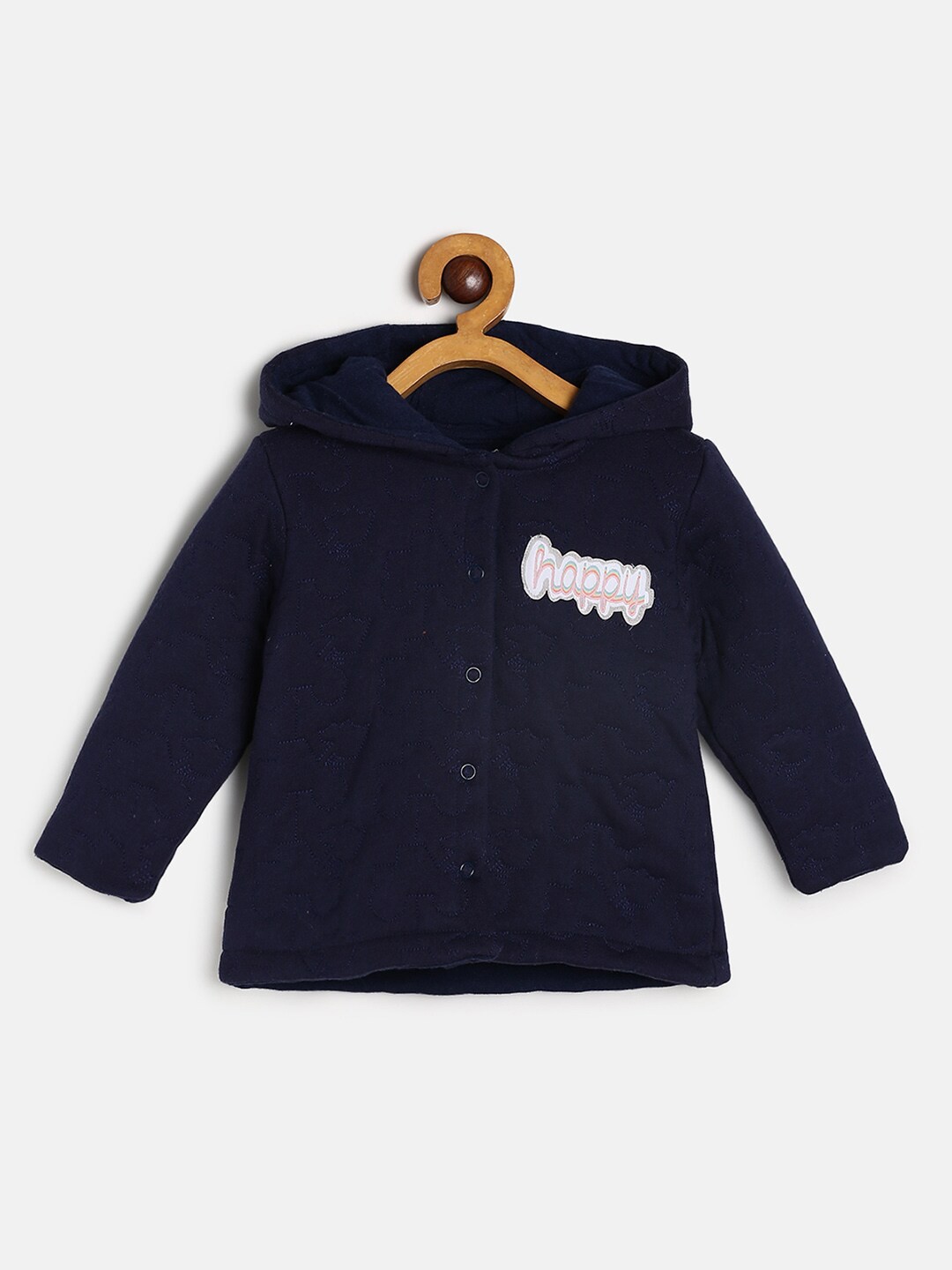 

MINI KLUB Girls Navy Blue & White Cotton Lightweight Tailored Jacket with Patchwork