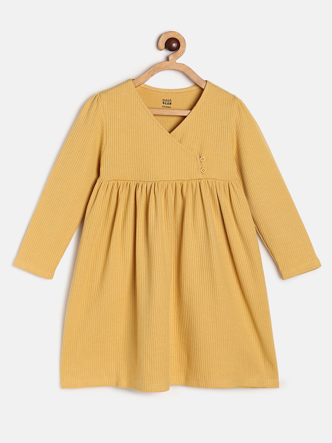 

MINI KLUB Girls Mustard Yellow A-Line Cotton Dress