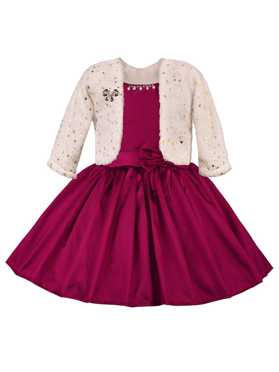 

Wish Karo Maroon Satin Dress With Jacket