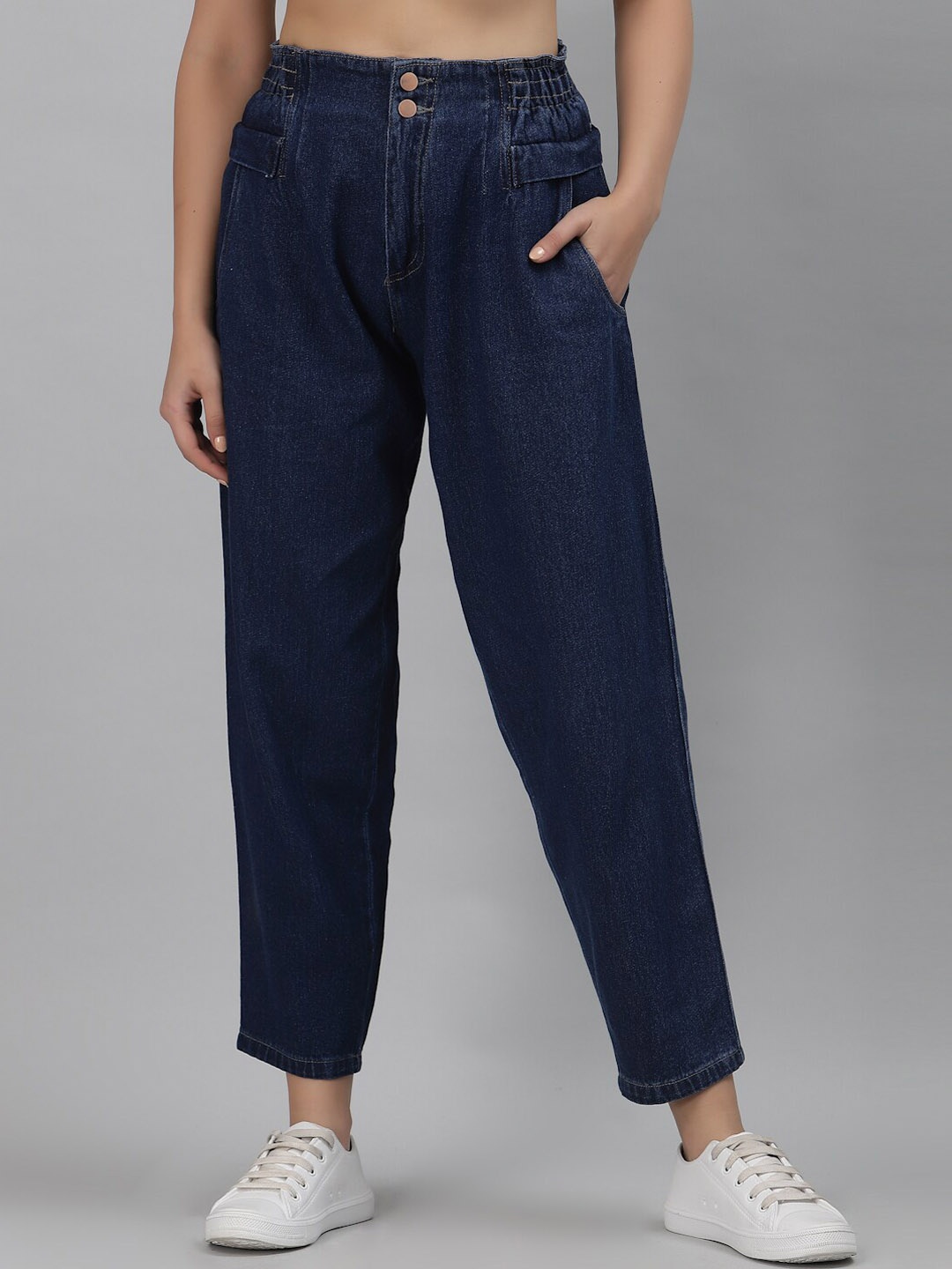 

River Of Design Jeans Women Blue High-Rise Mom Fit Cotton Jeans