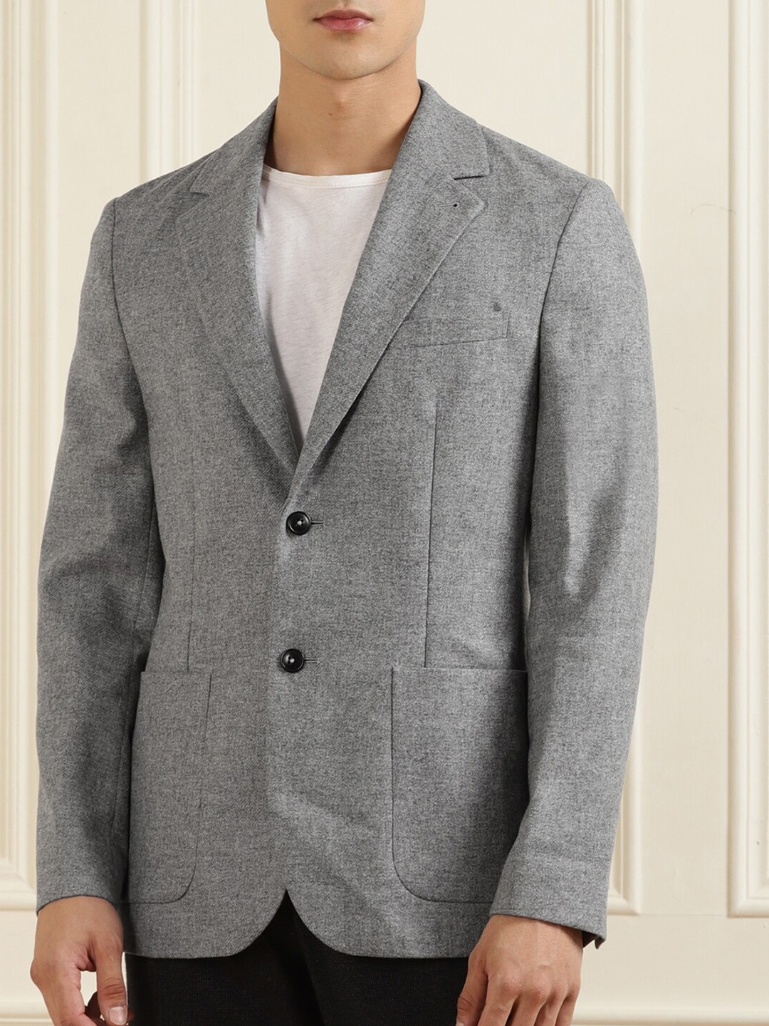 

Ted Baker Men Grey Solid Single-Breasted Casual Blazer