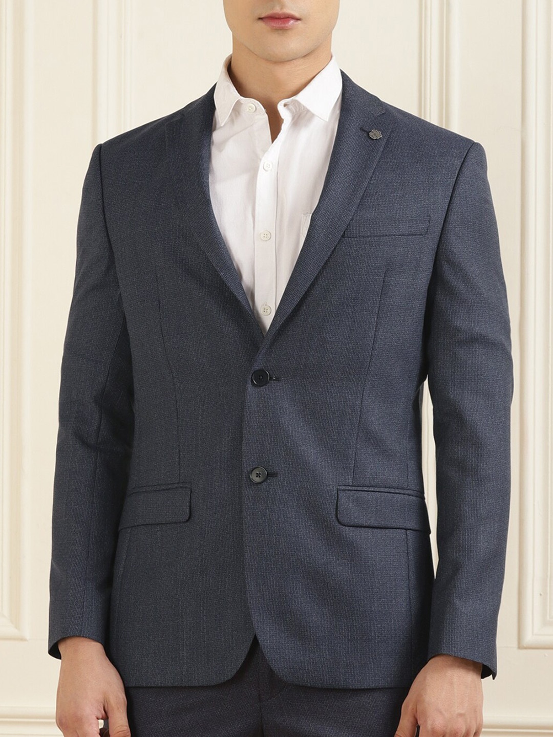 

Ted Baker Men Navy Blue Self Design Blazer