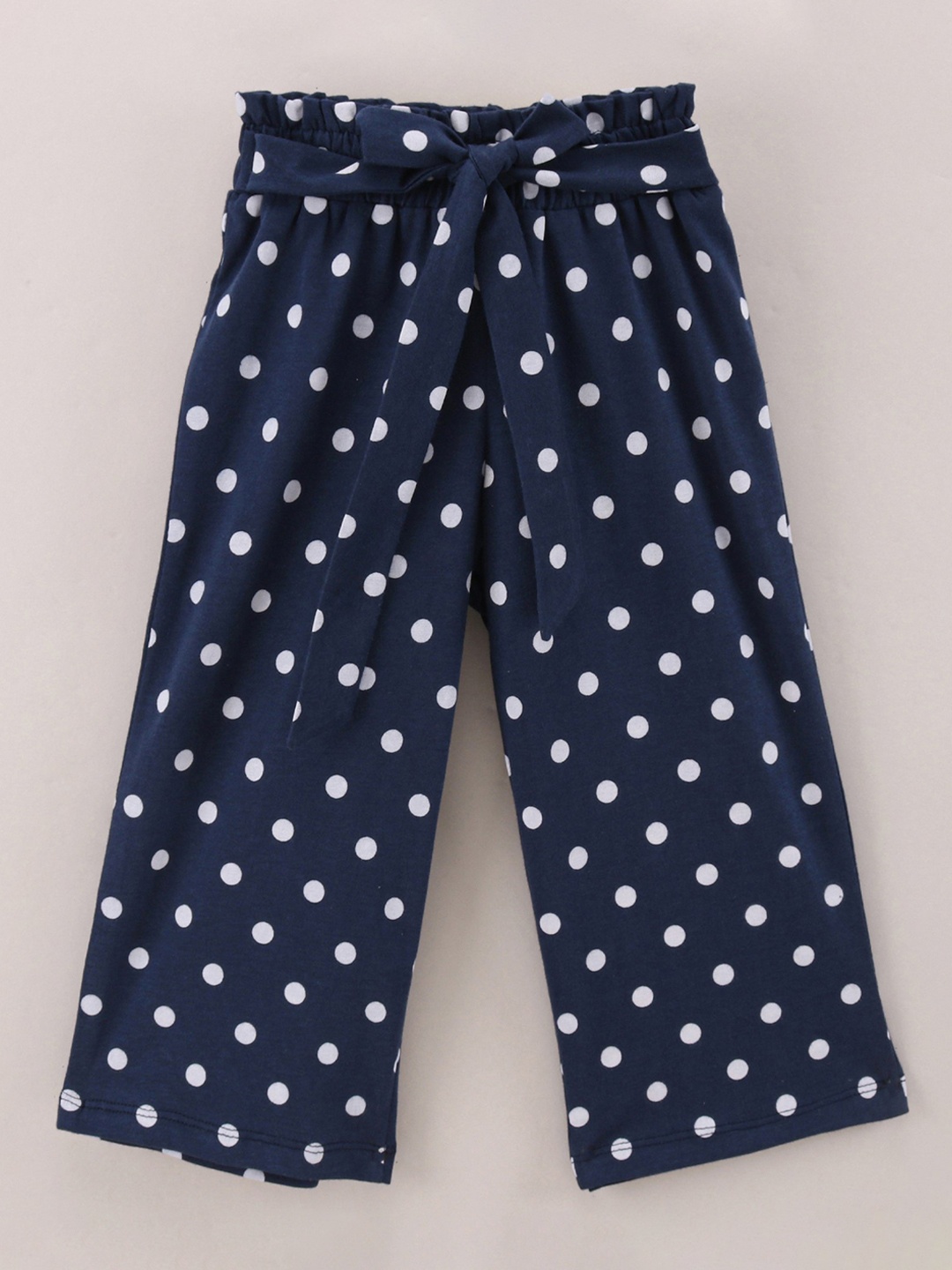 

CrayonFlakes Girls Navy Blue & White Printed Cotton Palazzos