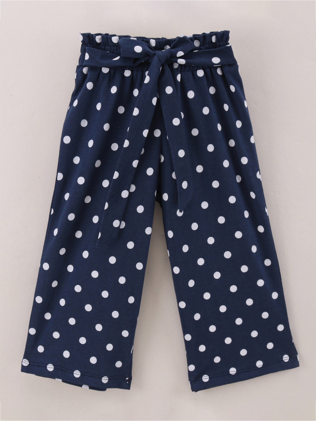 

CrayonFlakes Girls Navy Blue & White Printed Cotton Palazzos