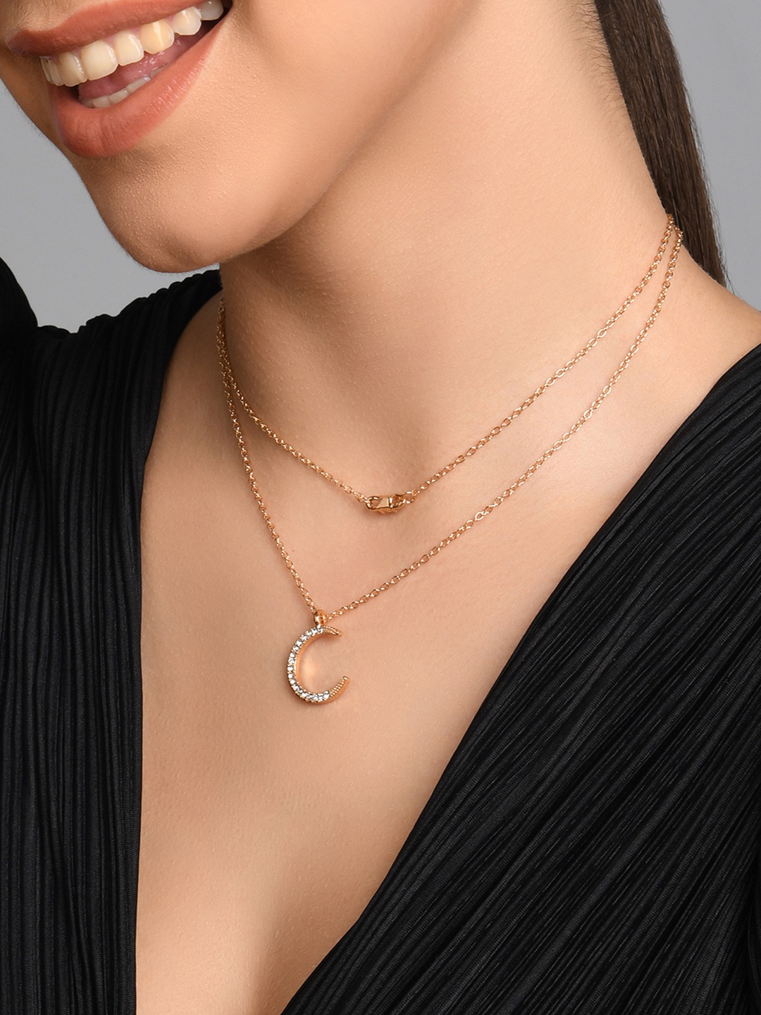 

ToniQ White Gold-Plated Layered Necklace