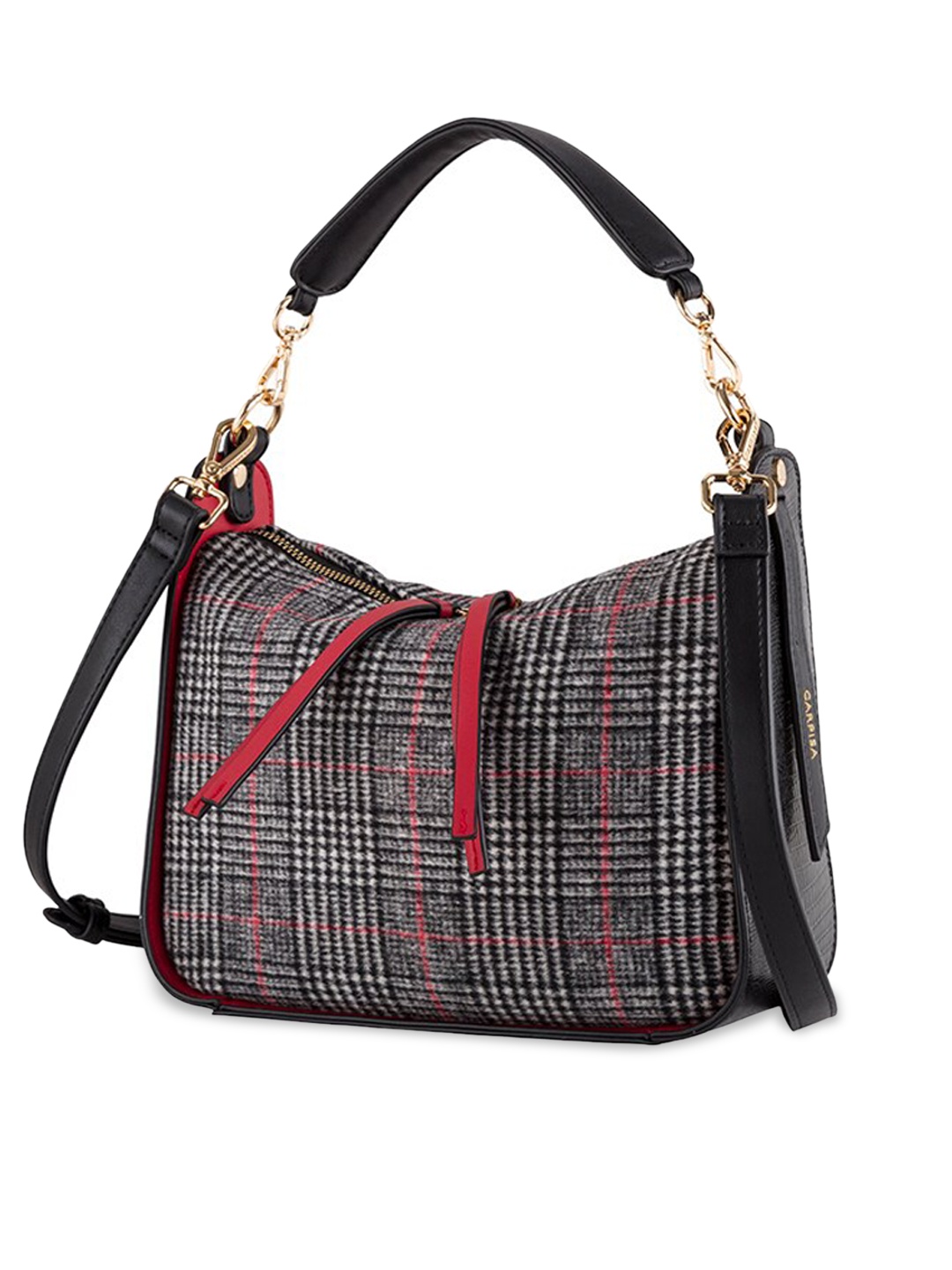 

CARPISA Black Checked Structured Handheld Bag