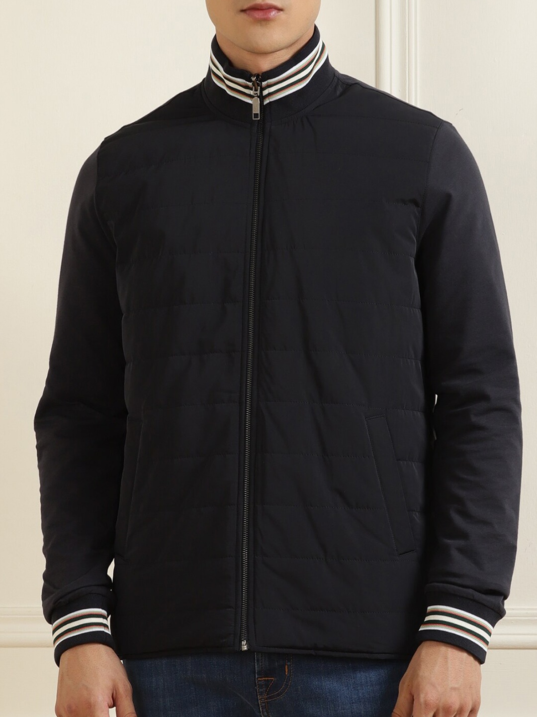 

Ted Baker Men Navy Blue Water Resistant Bomber Jacket