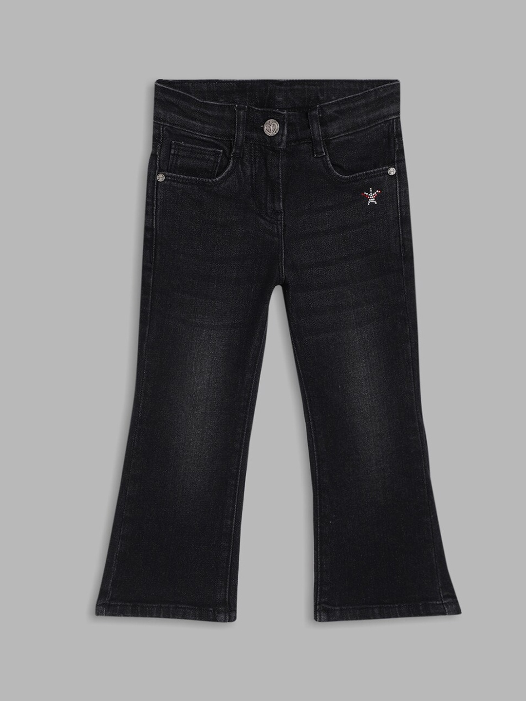 

ELLE Girls Black Light Fade Flared Cotton Jeans