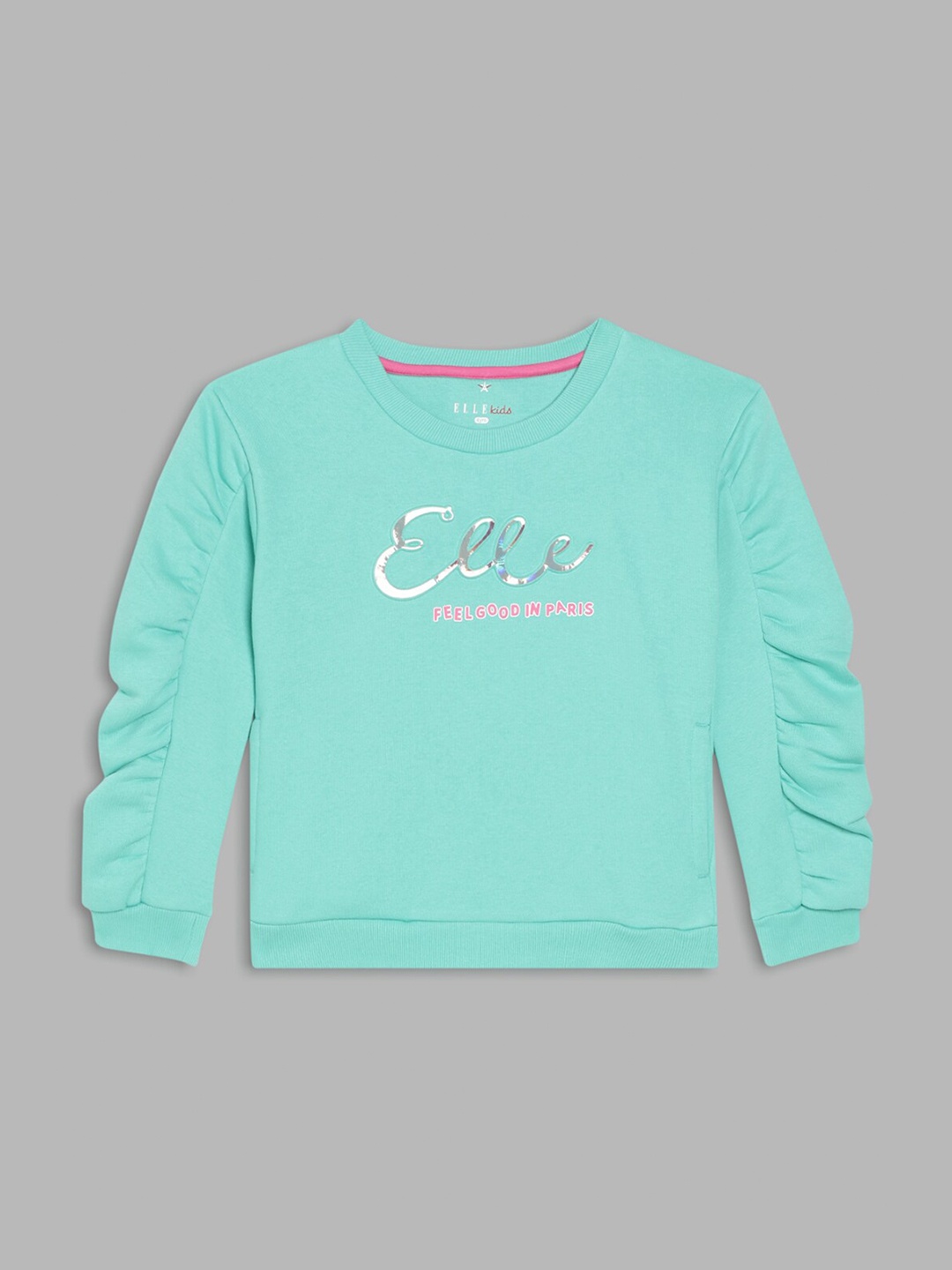 

ELLE Girls Sea Green Printed Cotton Sweatshirt