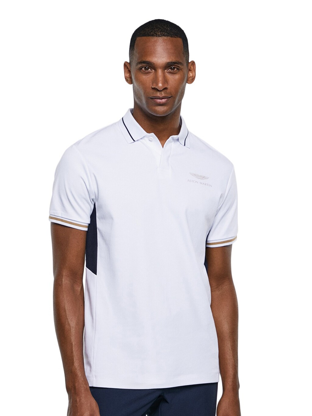 

HACKETT LONDON Men White Polo Collar Pure Cotton T-shirt