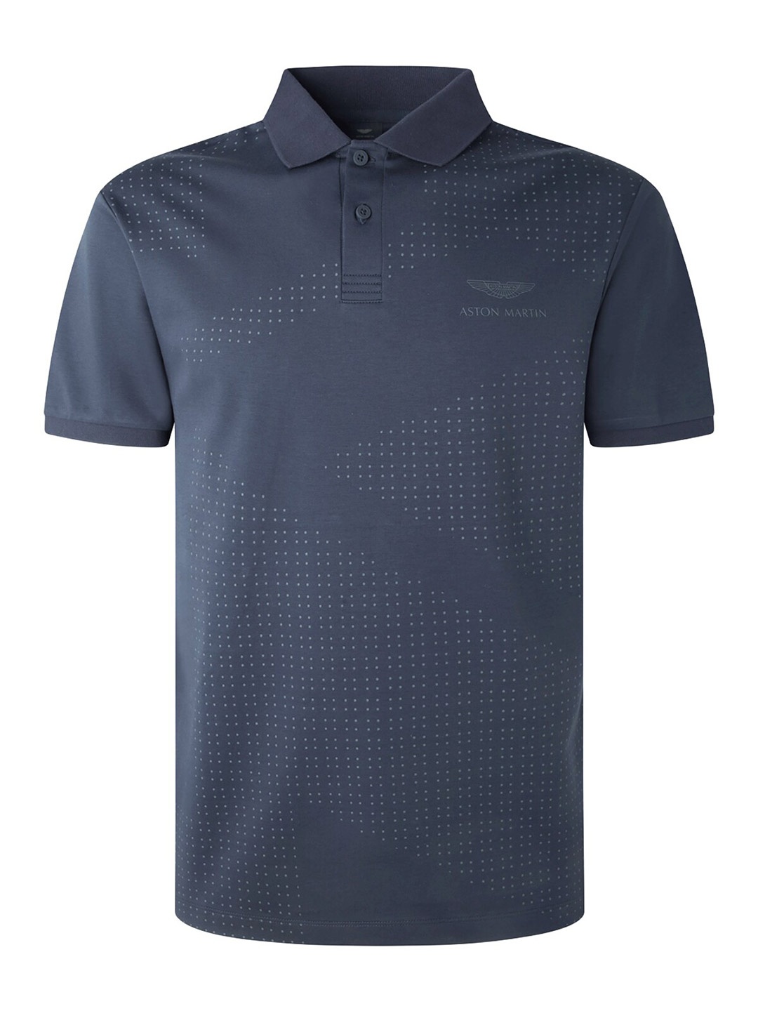 

HACKETT LONDON Men Navy Blue Printed Polo Collar Pure Cotton T-shirt