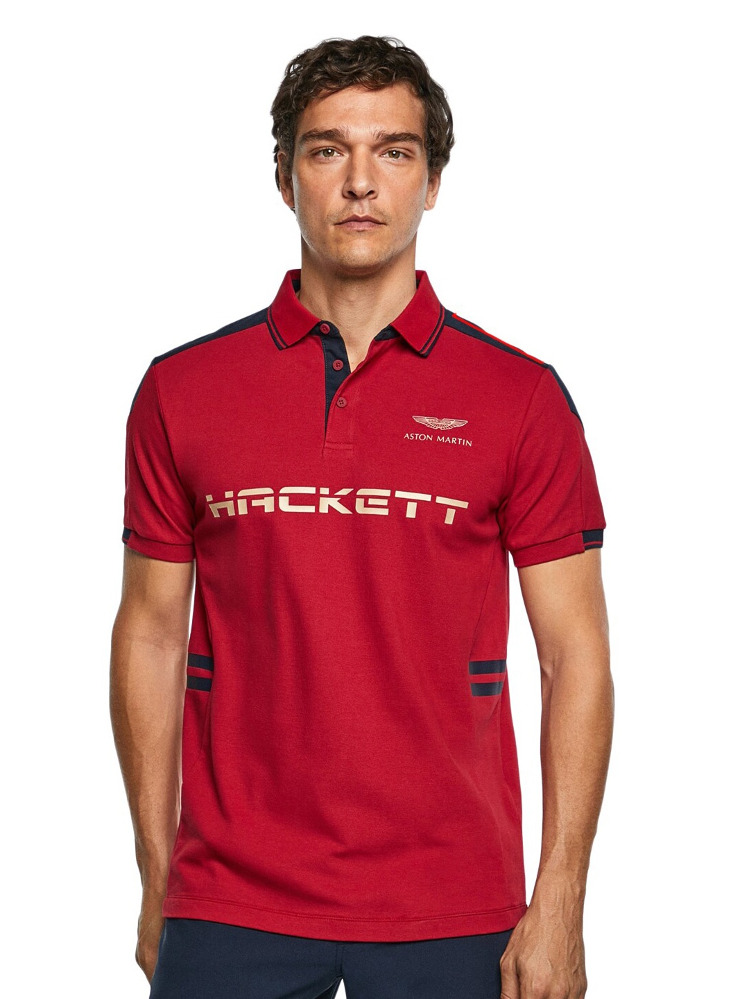 

HACKETT LONDON Men Red Brand Logo Printed Cotton T-shirt