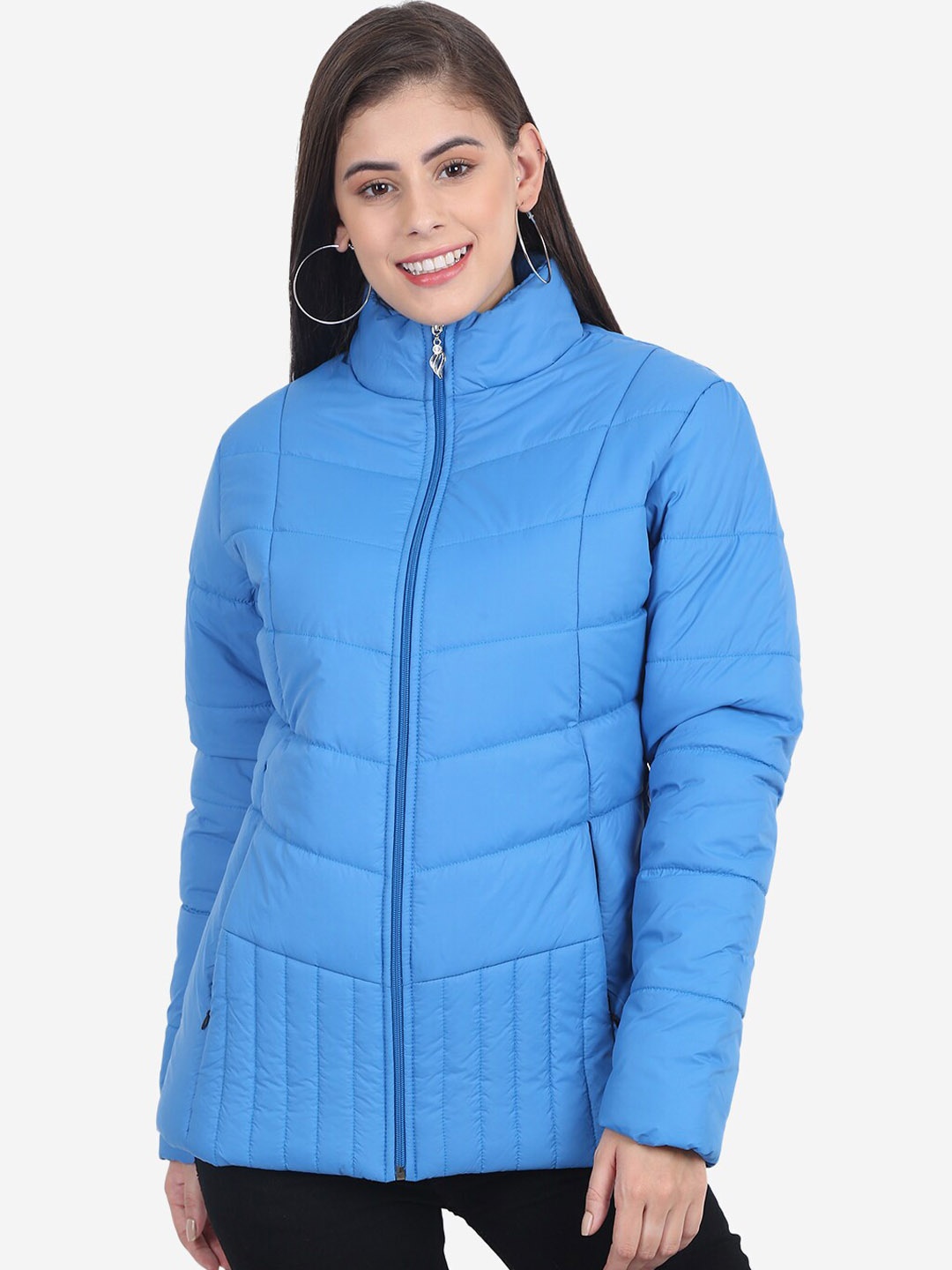 

Xohy Women Blue Solid Lightweight Longline Outdoor Puffer Jacket