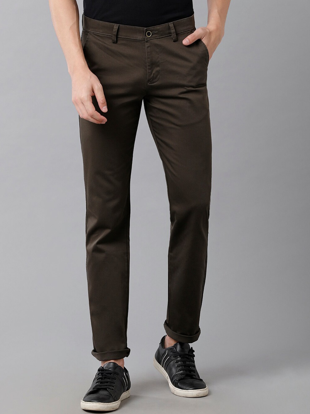 

Classic Polo Men Olive Green Classic Slim Fit Cotton Trouser