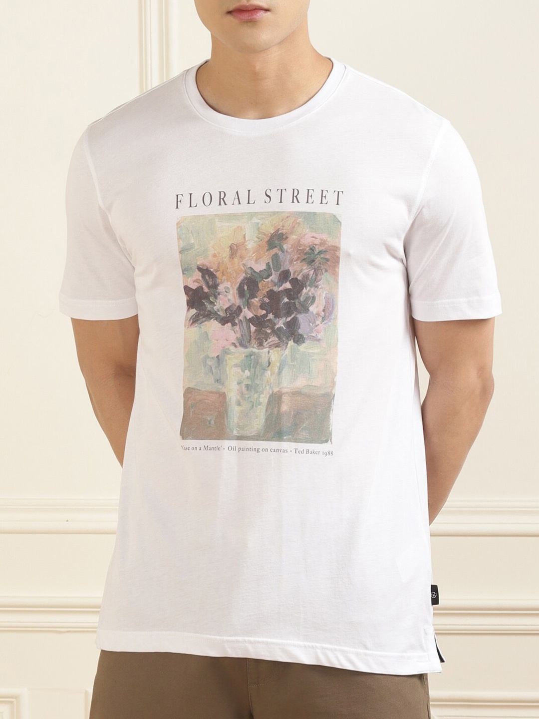 

Ted Baker Men White Floral Printed Pure Cotton T-shirt