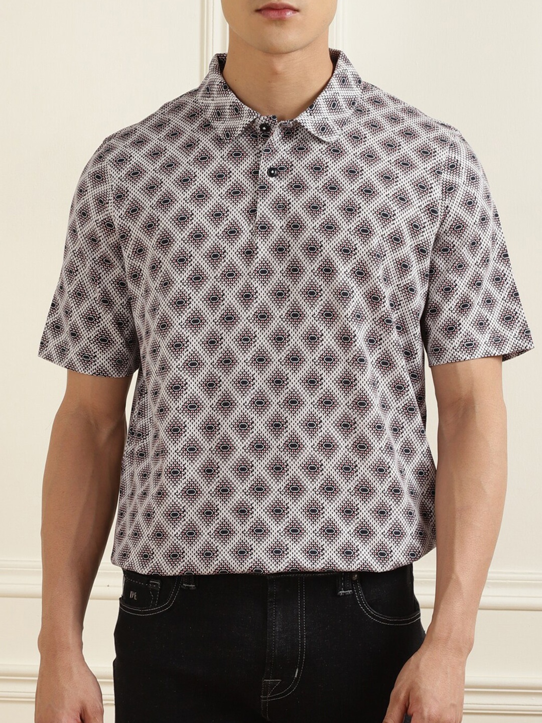 

Ted Baker Men Navy Blue Geometric Printed Casual Cotton Shirt