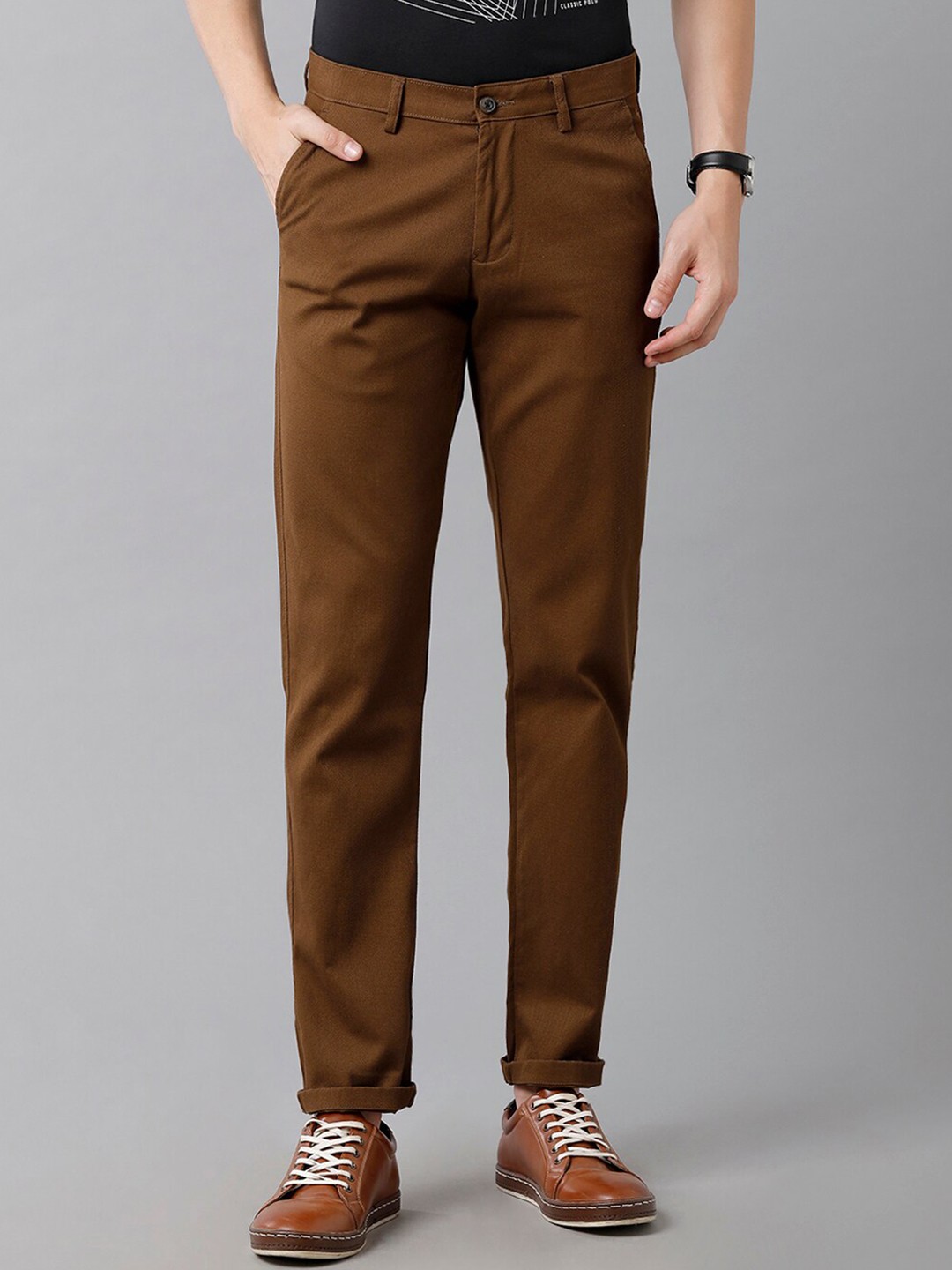 

Classic Polo Men Brown Smart Slim Fit Cotton Trousers