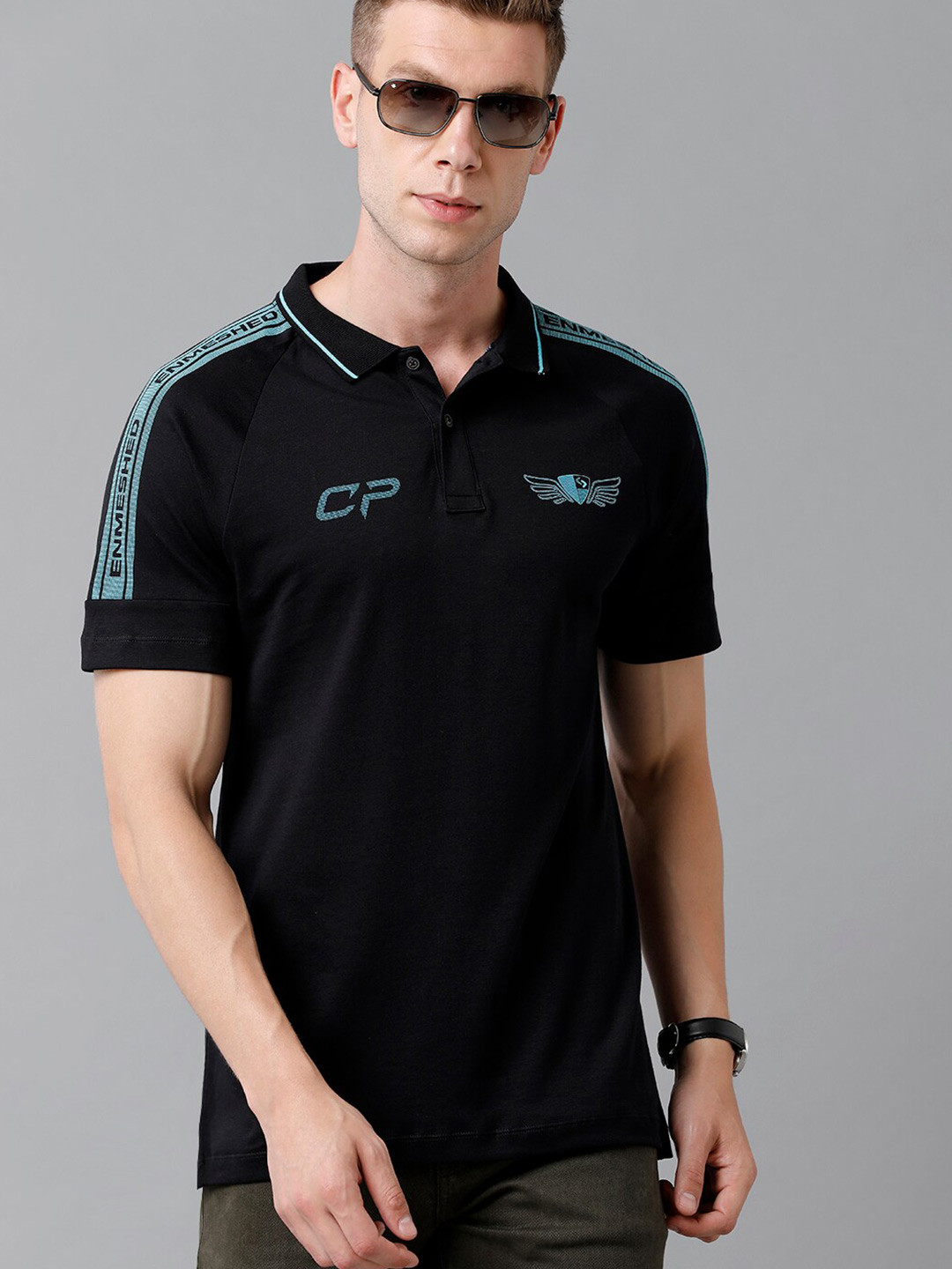 

Classic Polo Men Black Polo Collar Slim Fit Cotton T-shirt