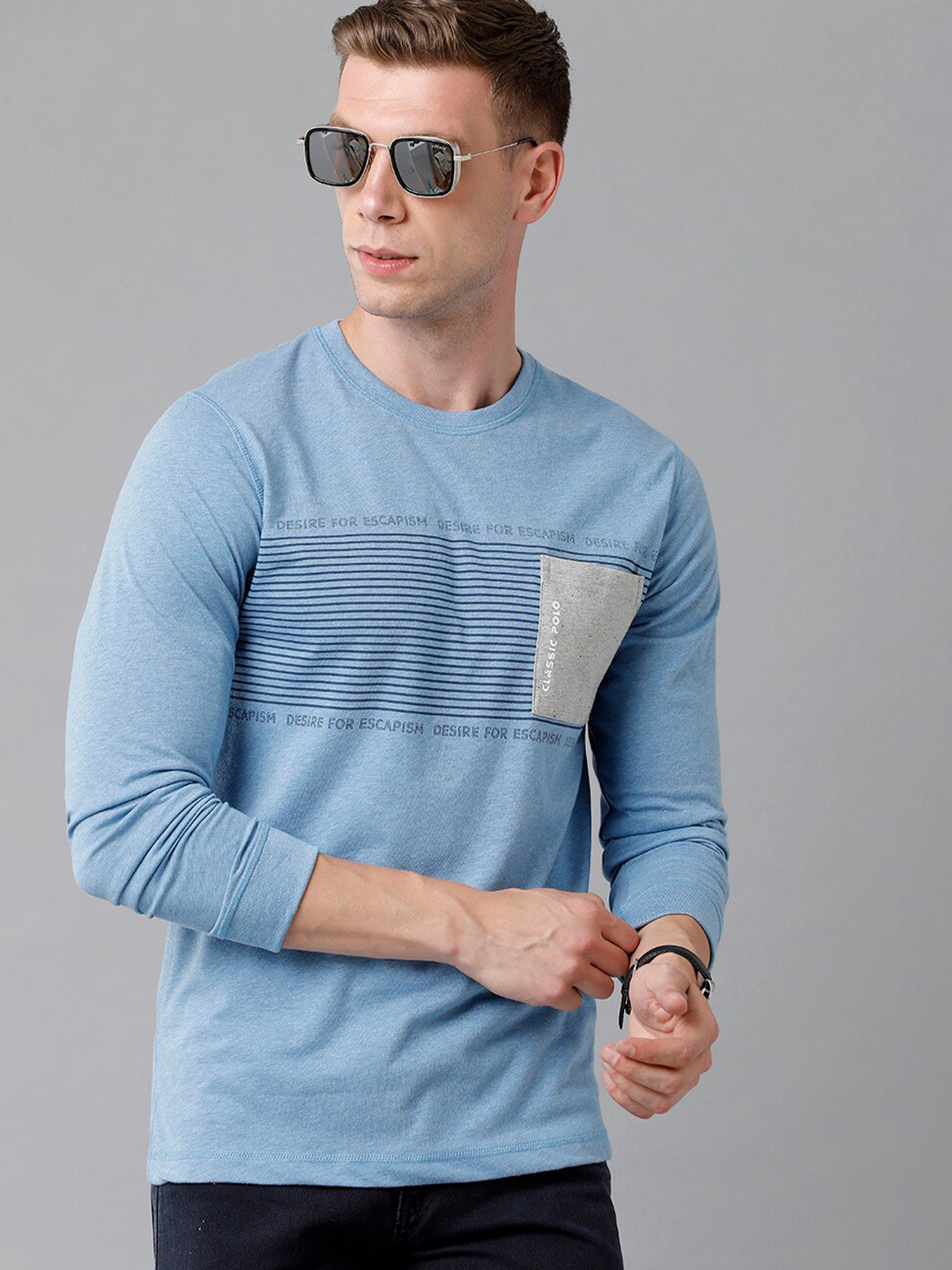 

Classic Polo Men Blue Typography Slim Fit Cotton T-shirt