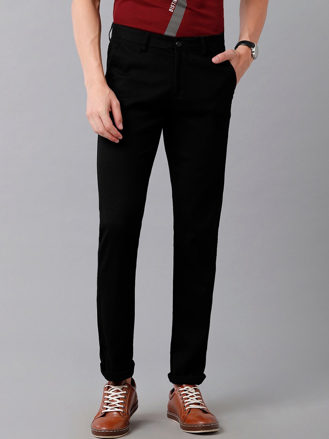 

Classic Polo Men Black Smart Slim Fit Cotton Trouser