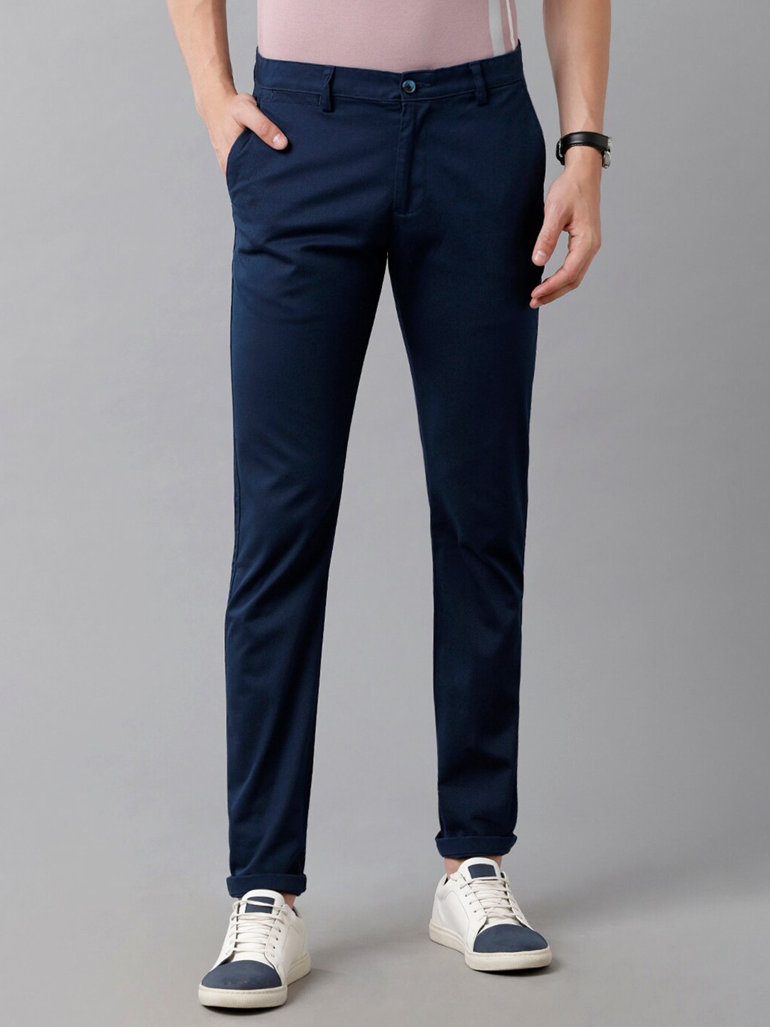 

Classic Polo Men Navy Blue Smart Slim Fit Cotton Trousers