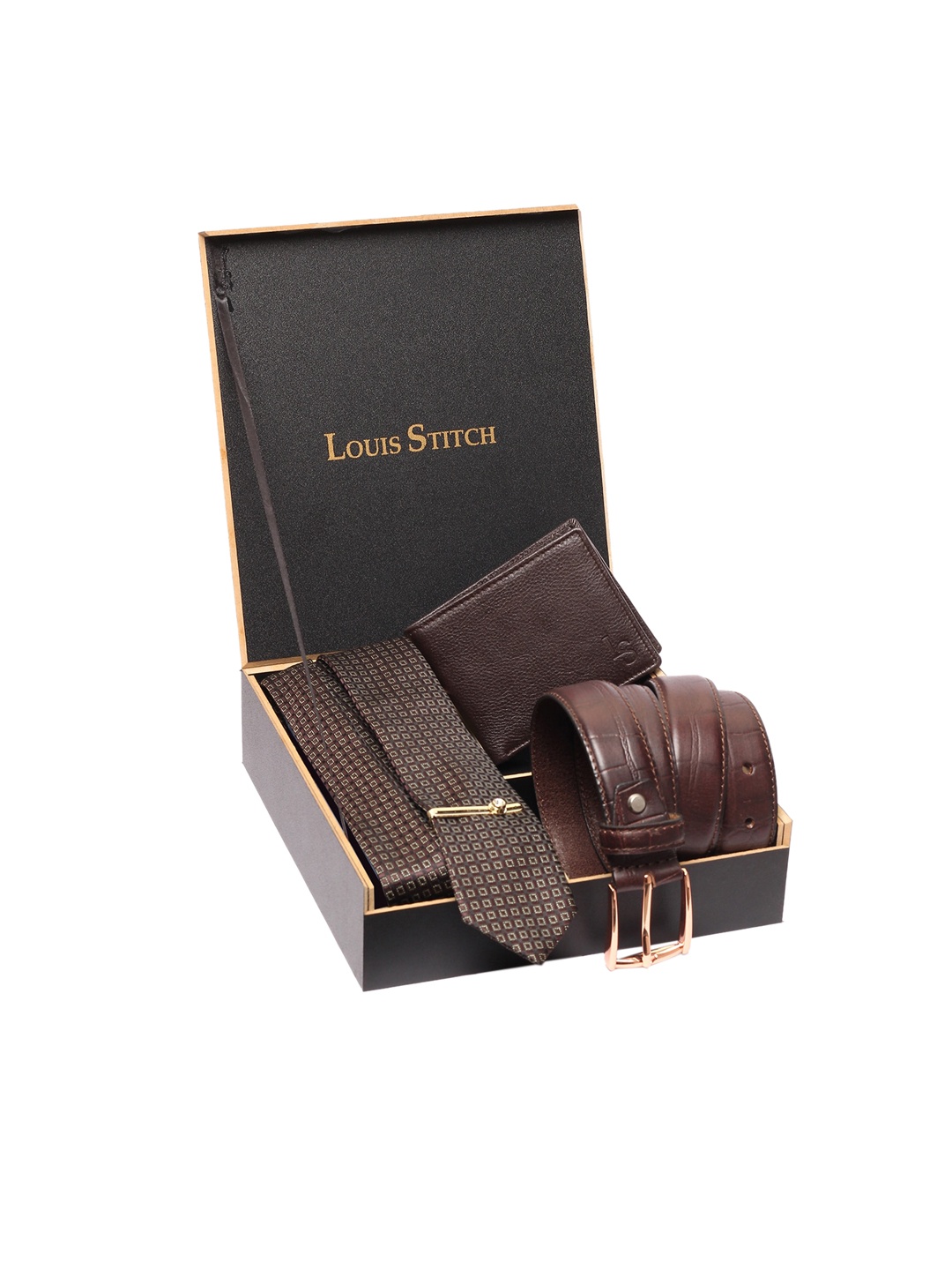 

LOUIS STITCH Men Brown Textured Accessory Gift Set