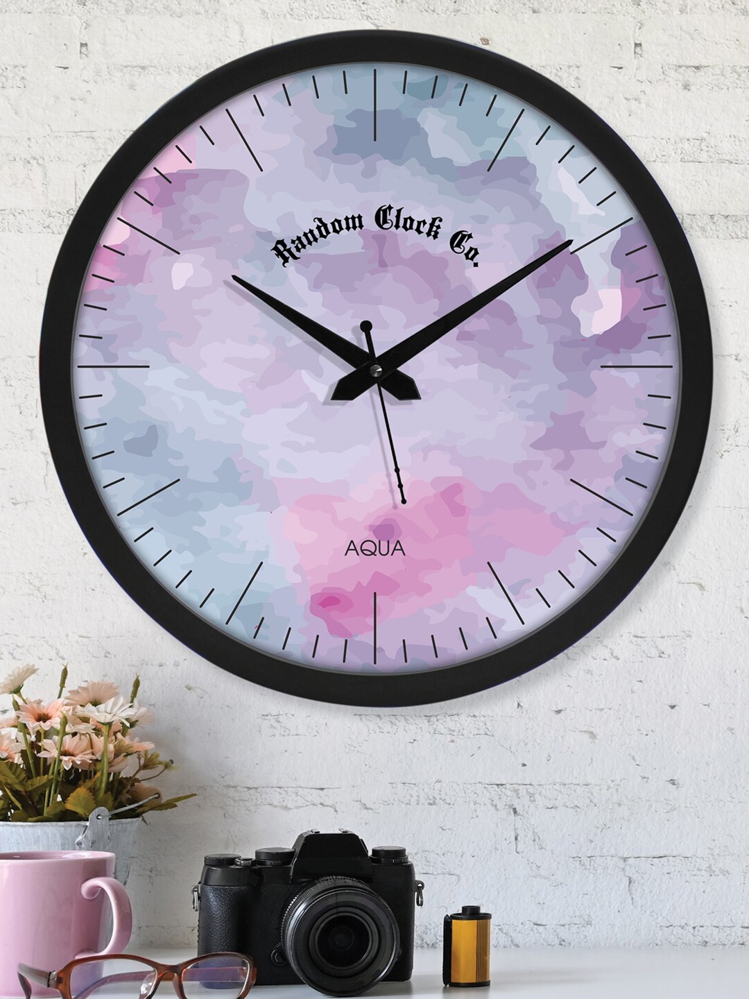 

RANDOM Black & Purple Printed Contemporary Wall Clock