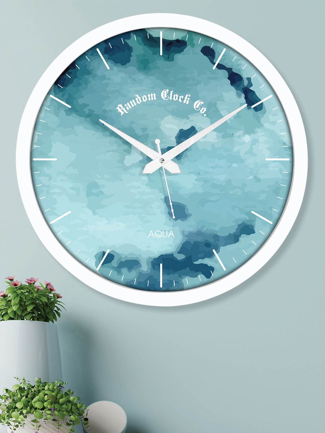 

RANDOM White & Blue Printed Contemporary Wall Clock