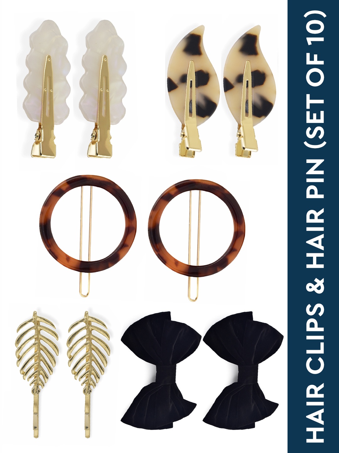 

GUBB Set Of 10 Assorted Hair Clips, Multi