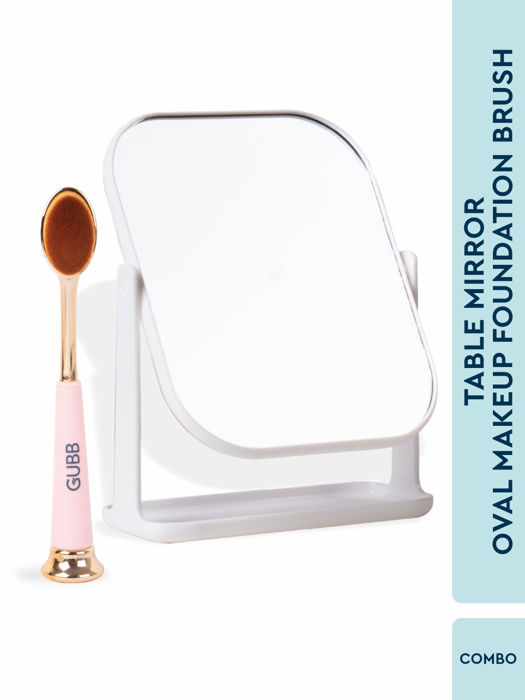 

Gubb Oval Foundation Brush + Rectangle Table Mirror, White
