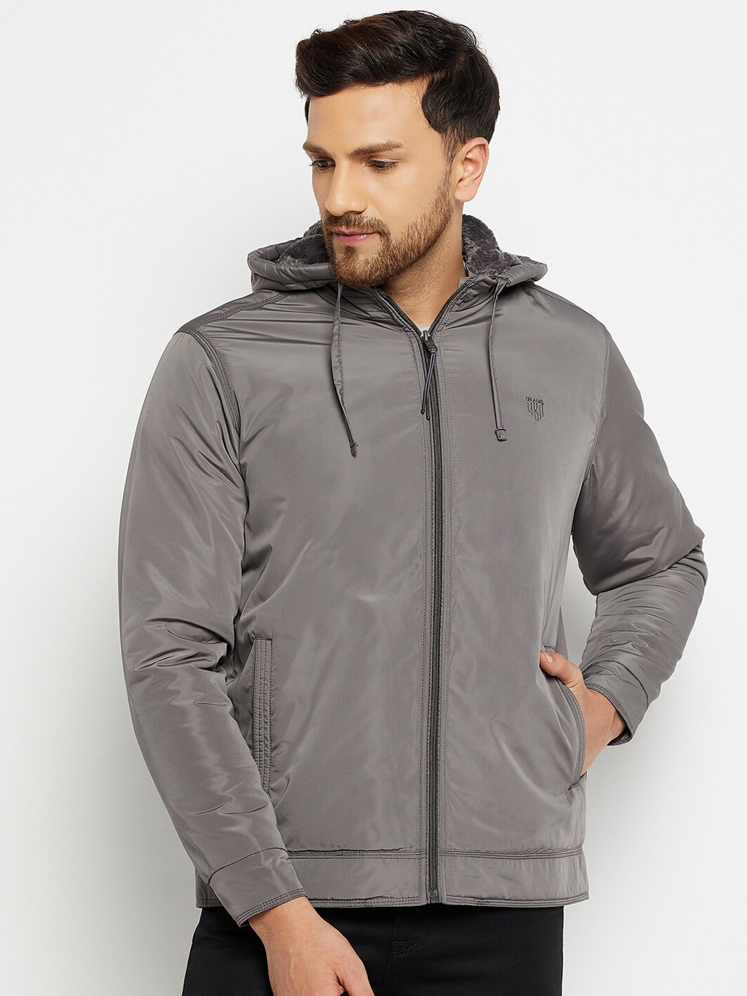 

Okane Men Grey Lightweight Hooded Padded Jacket