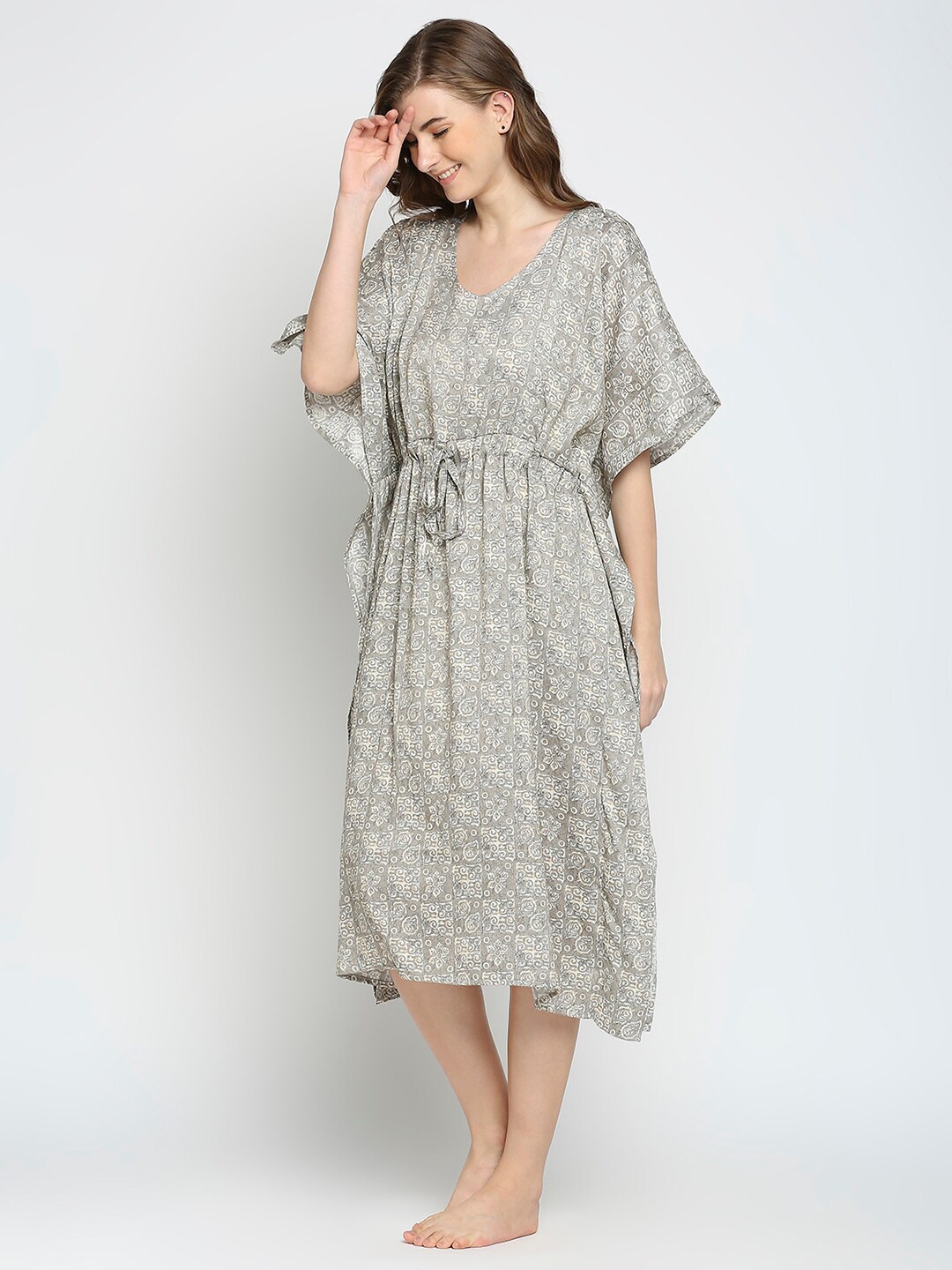 

Pretty Awesome Grey Printed Maternity Nightdress